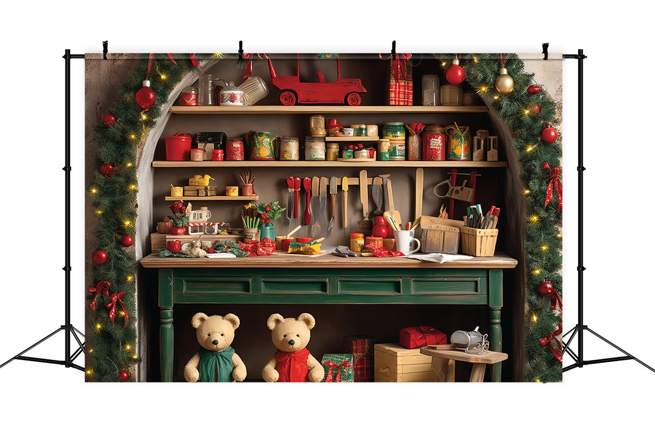 Fondali Fotografici Natalizi Sfondo Di Preparazione Per Le Vacanze Del Laboratorio Di Babbo Natale BRP11-89