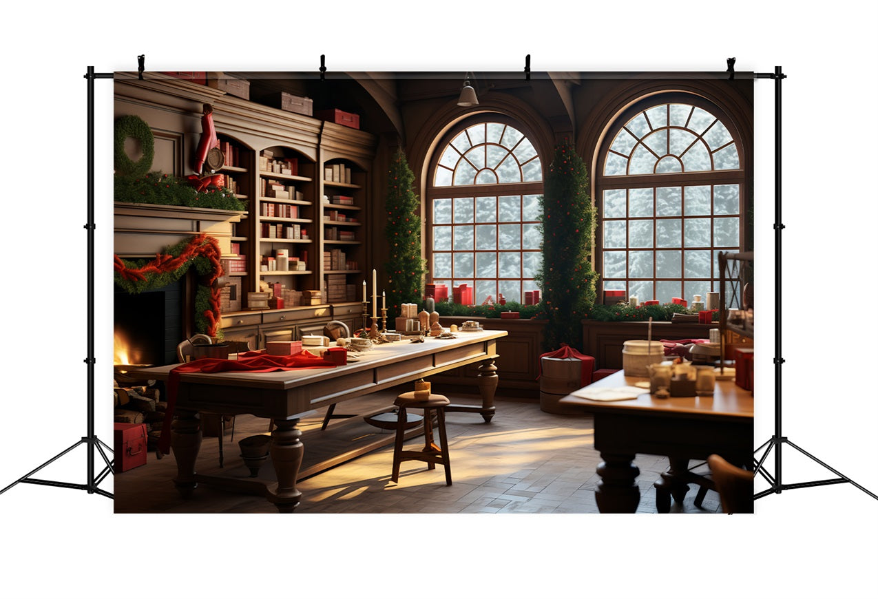 Fondali Fotografici Natalizi Sfondo Per La Creazione Di Regali Del Laboratorio Di Babbo Natale BRP11-94