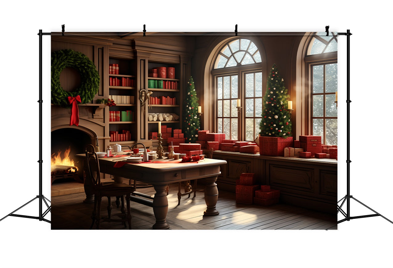 Fondali Per Lo Sfondo Di Preparazione Dei Regali Del Laboratorio Di Babbo Natale BRP11-95