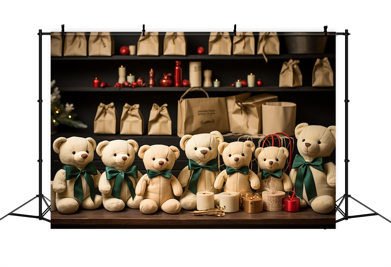Sfondo Fotografico Natalizio Sfondo Di Raccolta Di Orsacchiotti Del Laboratorio Di Babbo Natale BRP11-97