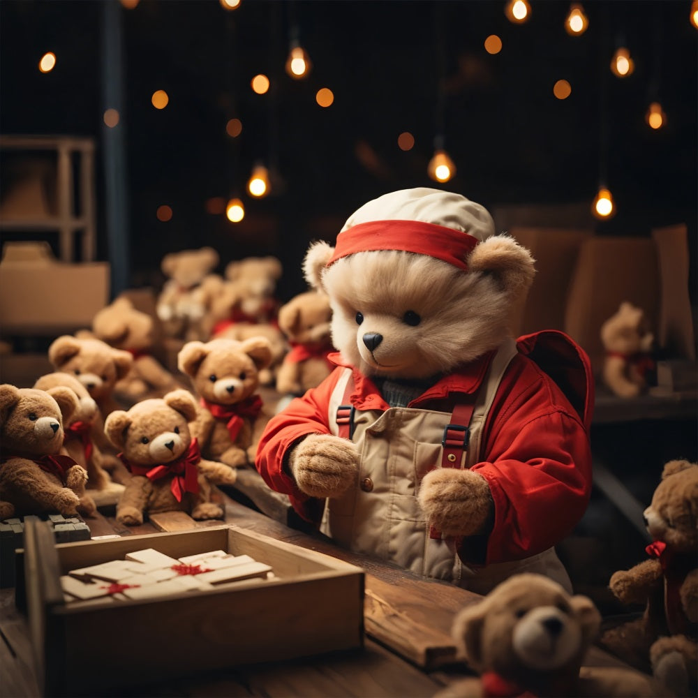 Fondali Natalizi Fondale Della Fabbrica Degli Elfi Degli Orsi Del Laboratorio Di Babbo Natale BRP11-99