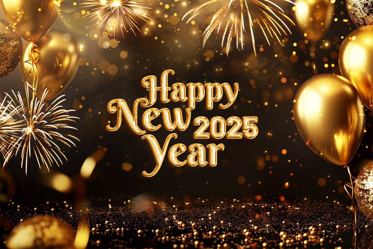 Sfondo Di Capodanno 2025 Sfondo Di Palloncini Celebrativi Dorati BRP12-101