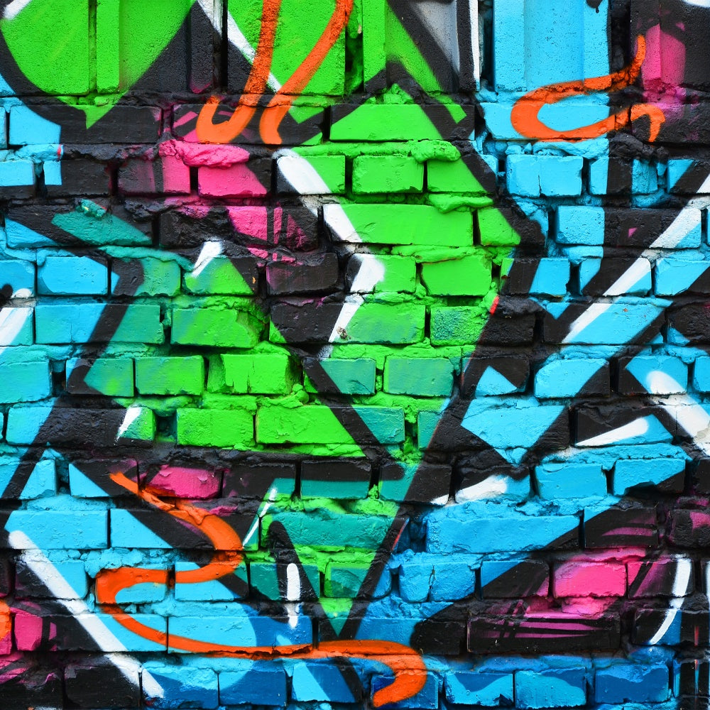 Sfondo Di Graffiti Fotografia Sfondo Di Decorazioni Per Pareti Di Mattoni Vivaci BRP12-111