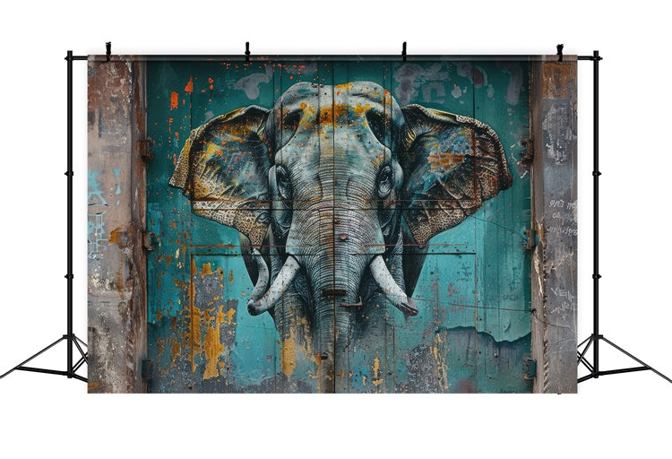 Sfondo Graffiti Fotografia Realistico Elefante Murale Sfondo BRP12-130