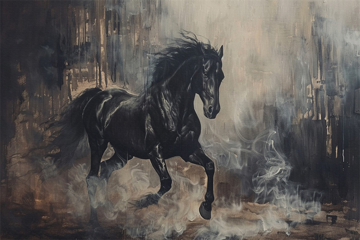 Fondali Fotografia Graffiti Art Black Horse Smoke Fondale BRP12-138