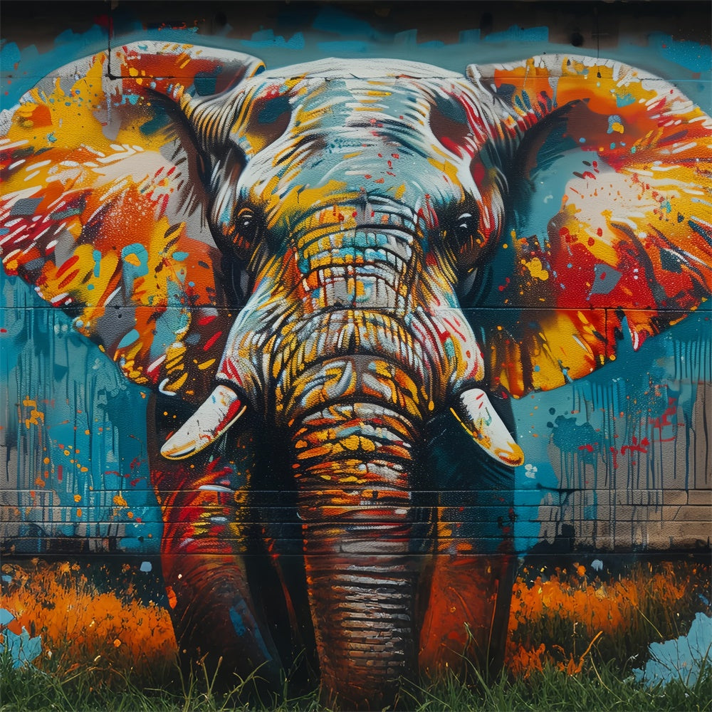 Sfondo Di Muro Di Mattoni Di Graffiti Sfondo Artistico Di Pittura Di Elefante BRP12-142