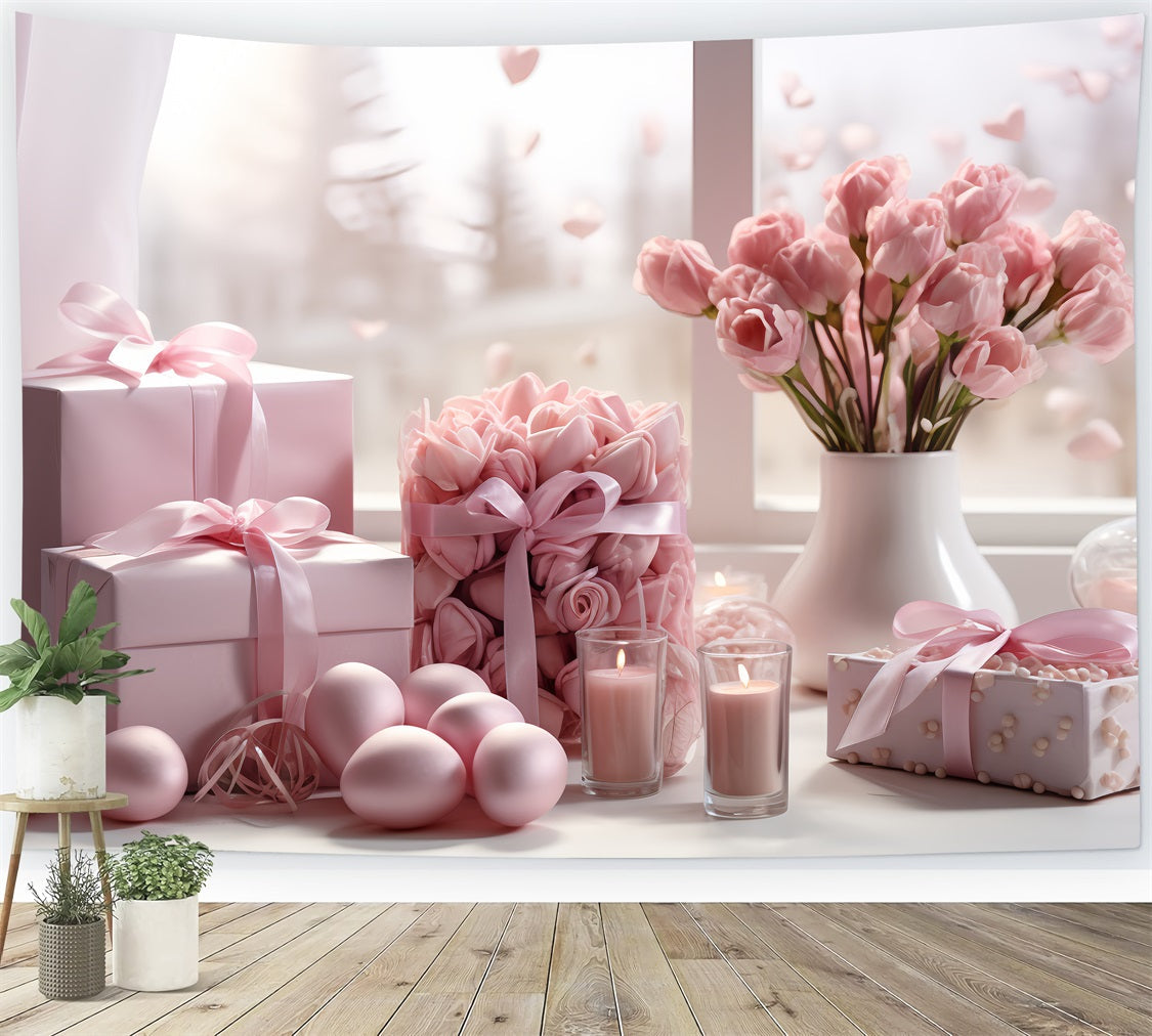 Idee Per Lo Sfondo Di San Valentino Sfondo Per Finestra A Lume Di Candela Con Tulipano BRP12-194