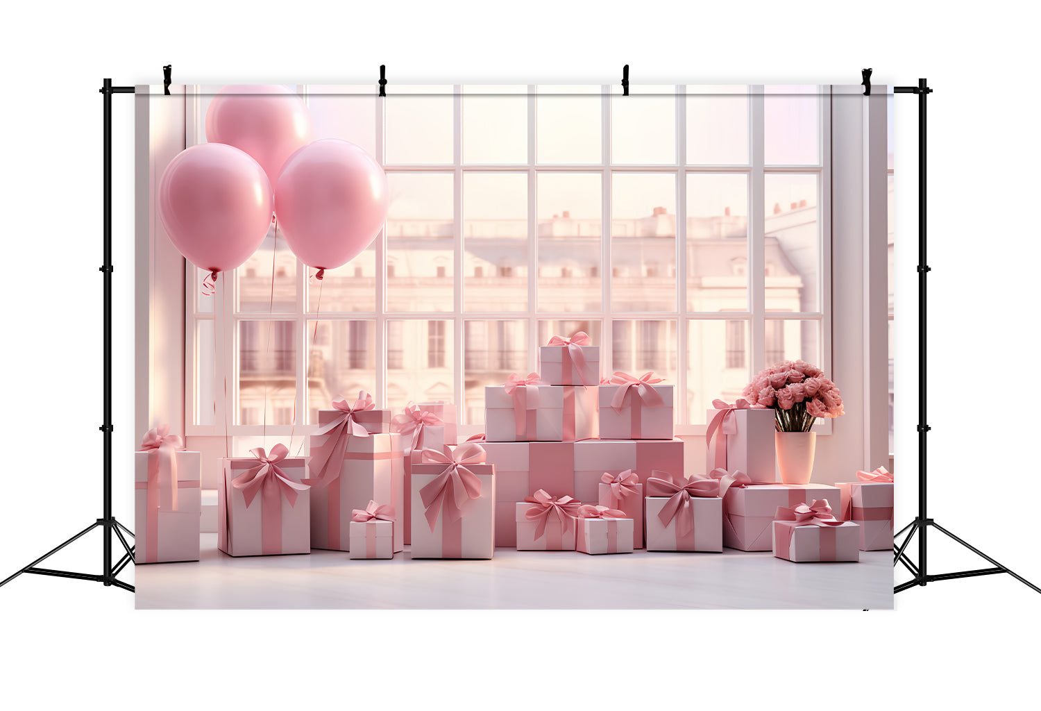 Fondali Fotografici Per San Valentino Sfondo Per Disposizione Delle Finestre Regalo Con Palloncini BRP12-195