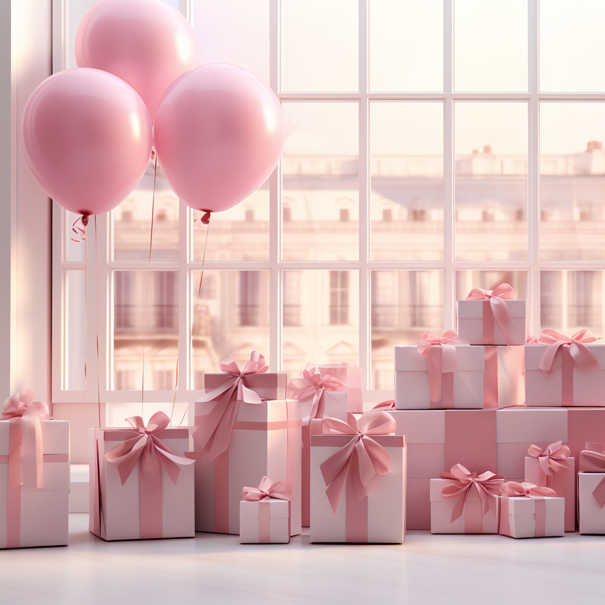 Fondali Fotografici Per San Valentino Sfondo Per Disposizione Delle Finestre Regalo Con Palloncini BRP12-195