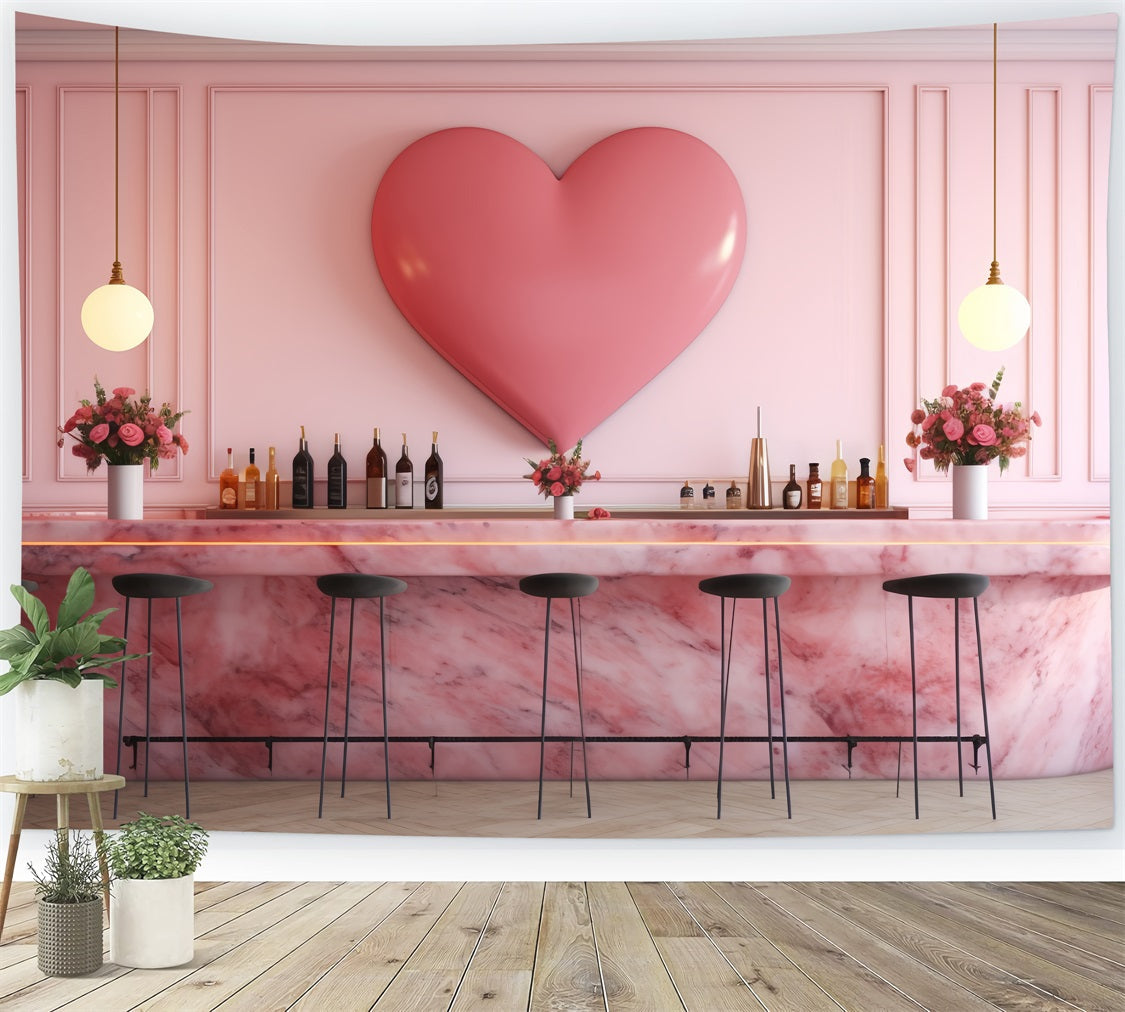 Fondali Fotografici Di San Valentino Sfondo Scena Bar Con Cuore Rosa BRP12-198