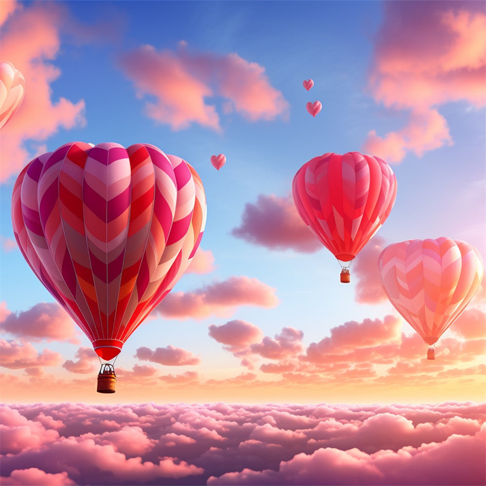 Fondali Fotografici Per San Valentino Sfondo Con Mongolfiere E Cielo BRP12-203