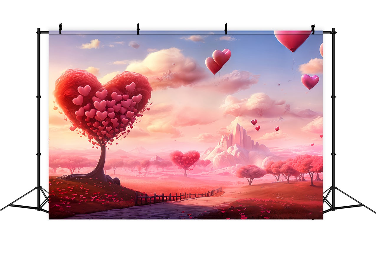 Idee Per Lo Sfondo Di San Valentino Sfondo Di Palloncini Con Albero A Cuore Sognante BRP12-207