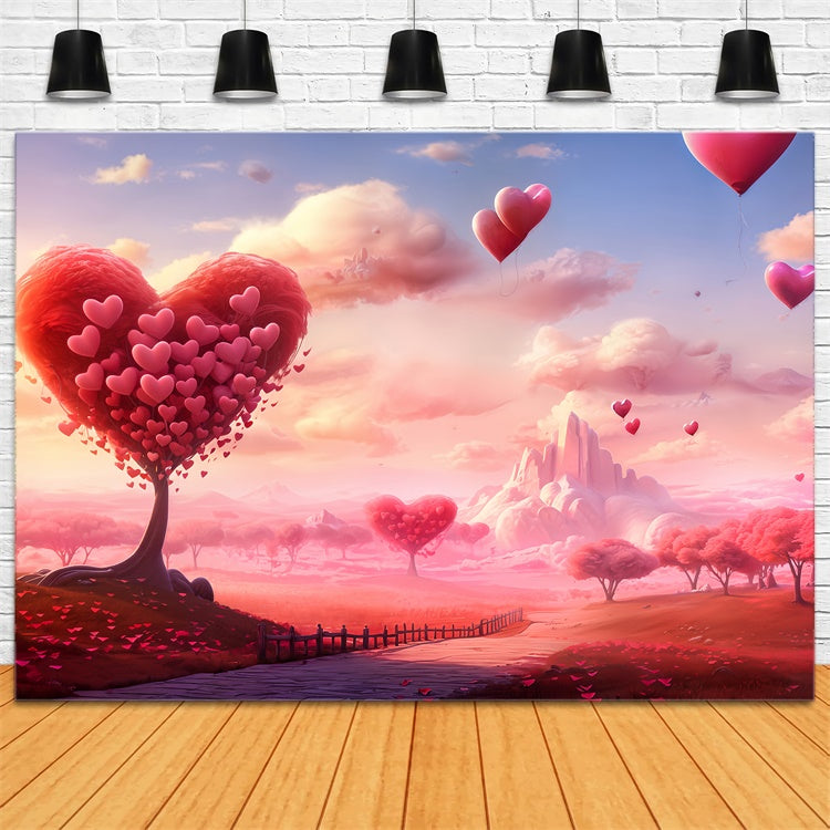 Idee Per Lo Sfondo Di San Valentino Sfondo Di Palloncini Con Albero A Cuore Sognante BRP12-207