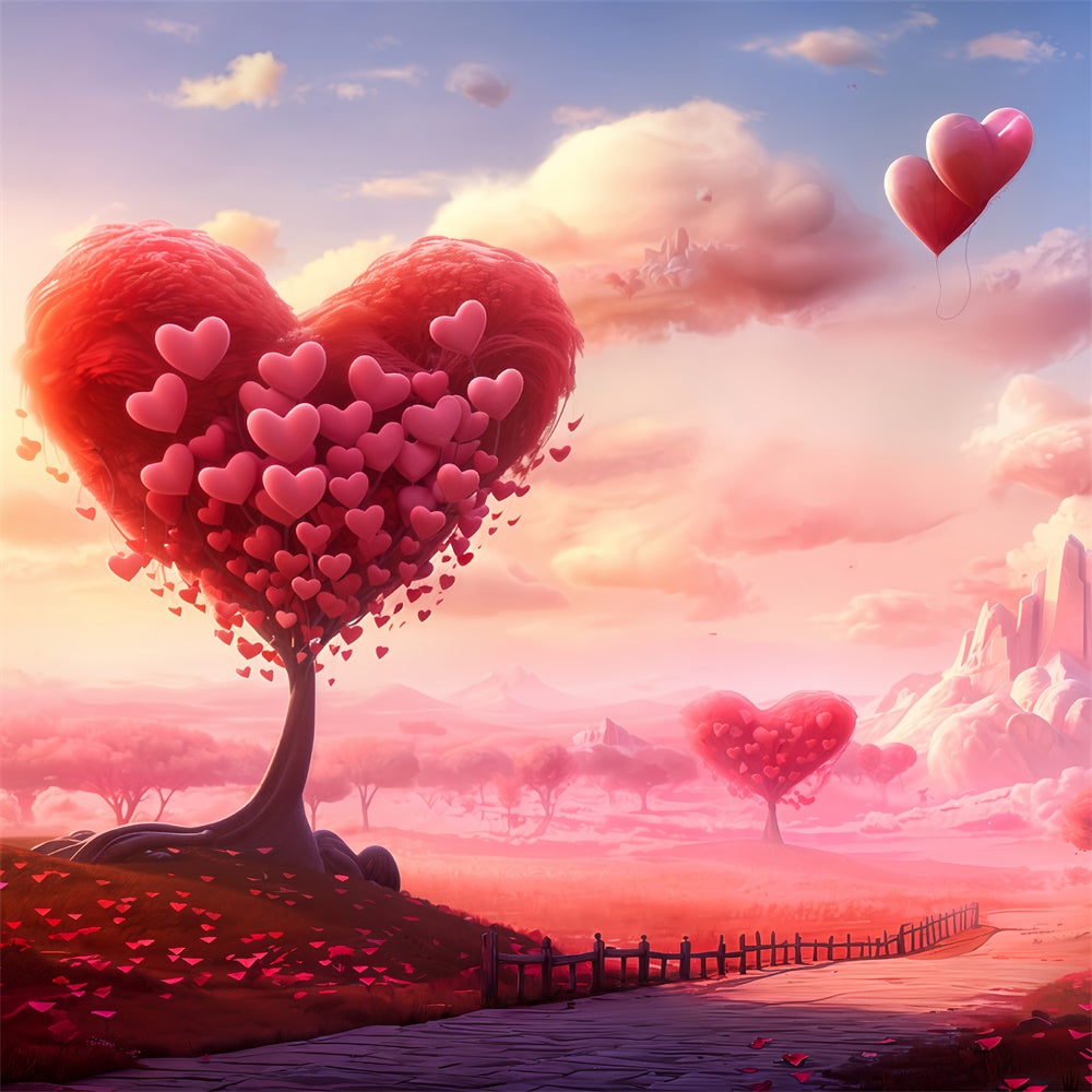 Idee Per Lo Sfondo Di San Valentino Sfondo Di Palloncini Con Albero A Cuore Sognante BRP12-207