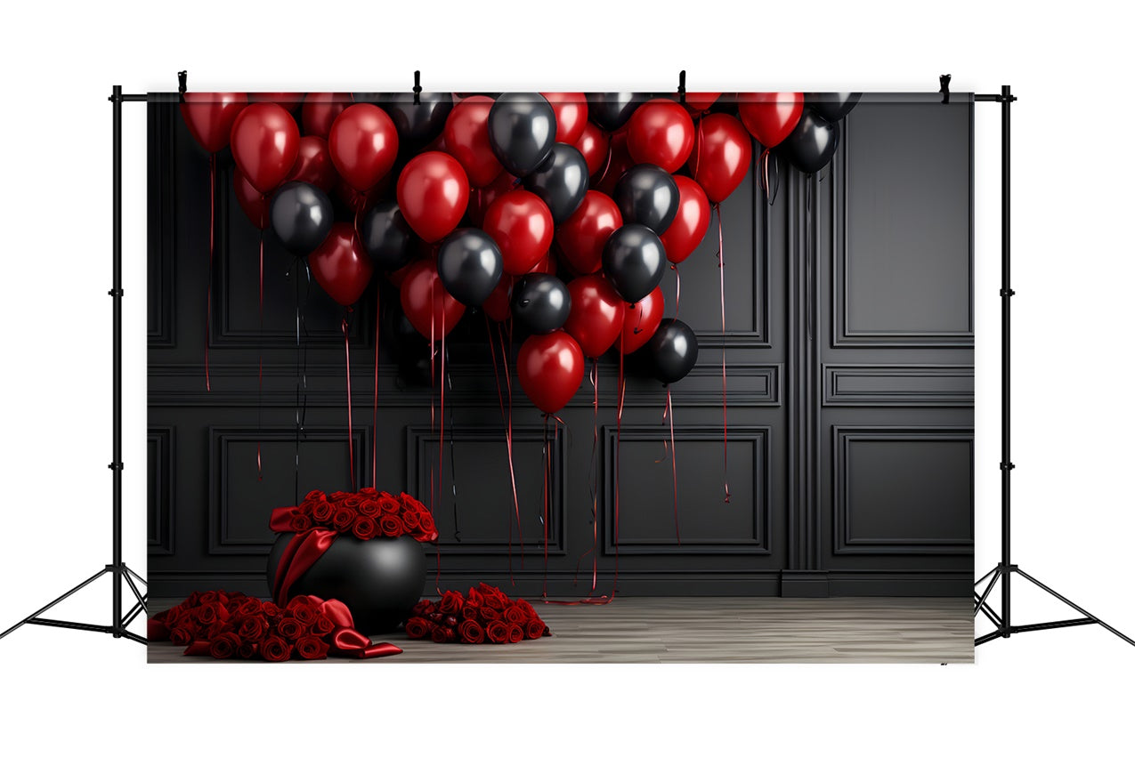 Fondali Di San Valentino Sfondo Rosso Nero Con Rosa Palloncino BRP12-211