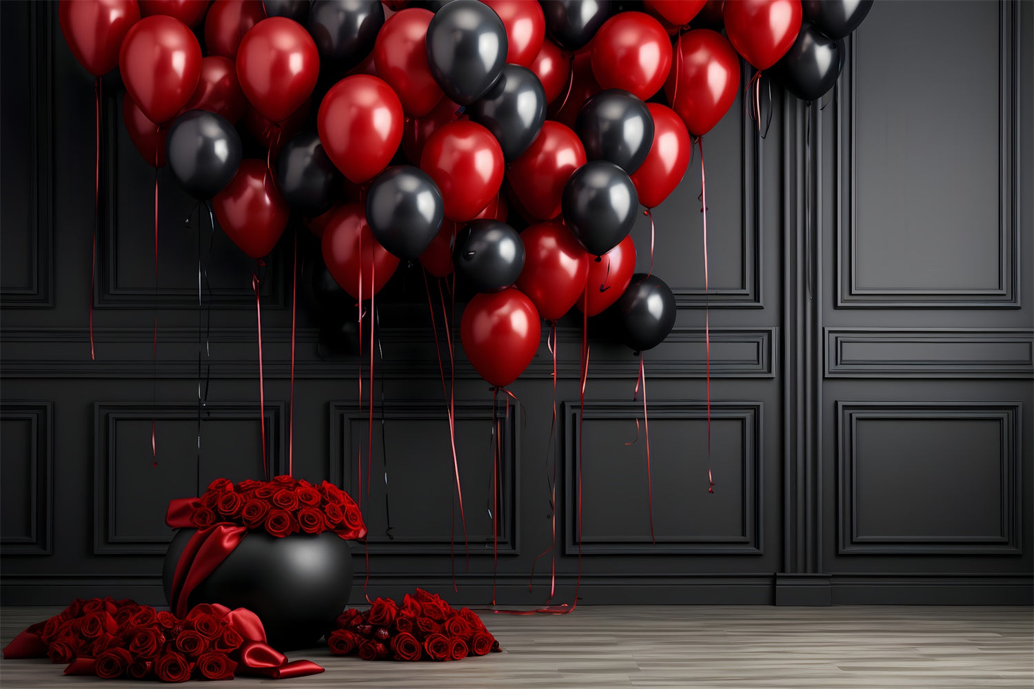 Fondali Di San Valentino Sfondo Rosso Nero Con Rosa Palloncino BRP12-211