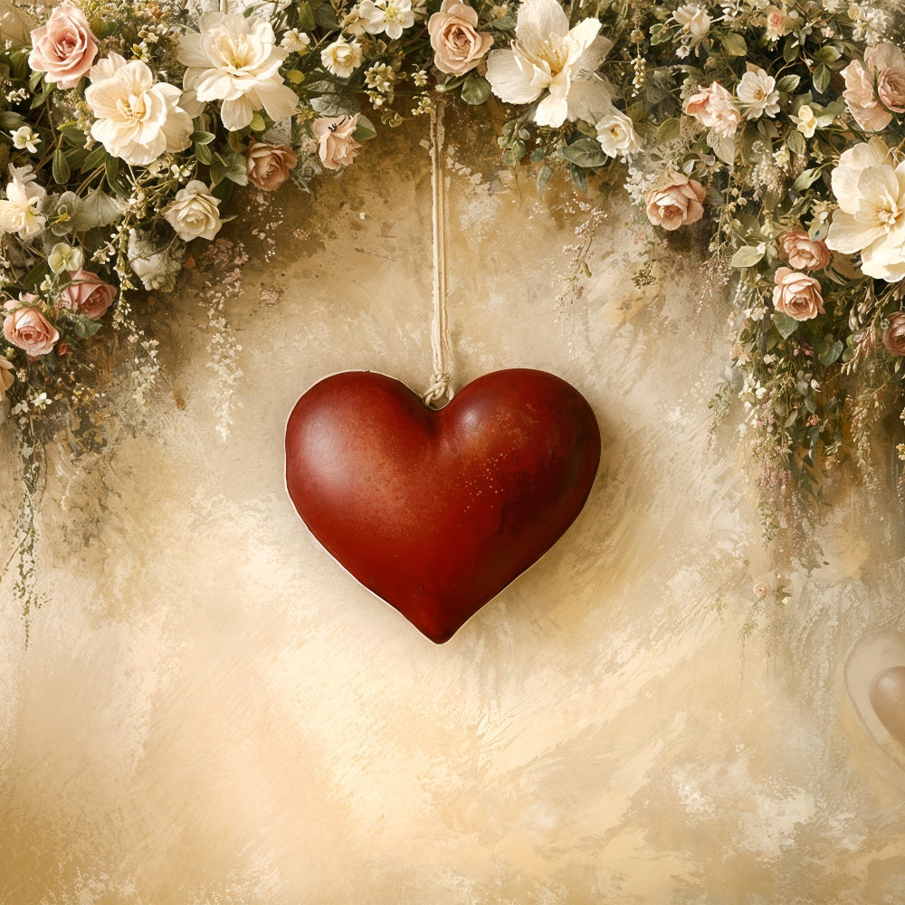 Fondali Di San Valentino Cuore Rosso Appeso Sfondo Eleganza Floreale BRP12-220