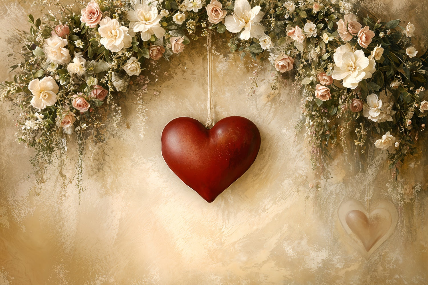 Fondali Di San Valentino Cuore Rosso Appeso Sfondo Eleganza Floreale BRP12-220