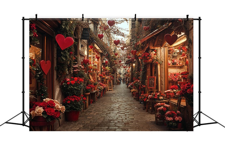 Sfondo Rustico Con Cuore Di San Valentino Fiore Di Rosa Strada BRP12-233