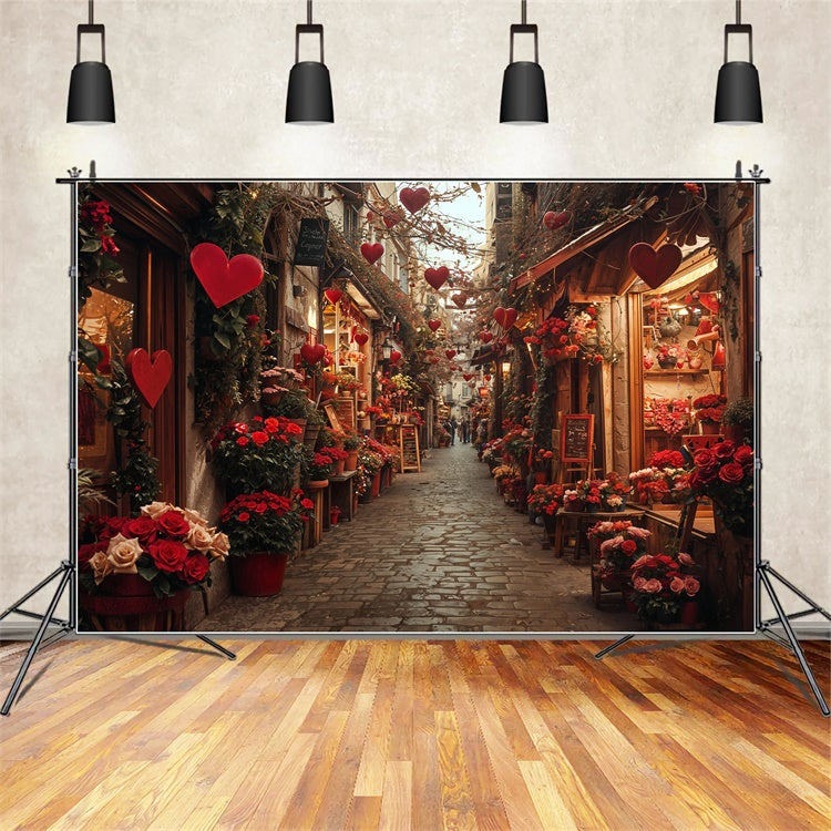 Sfondo Rustico Con Cuore Di San Valentino Fiore Di Rosa Strada BRP12-233