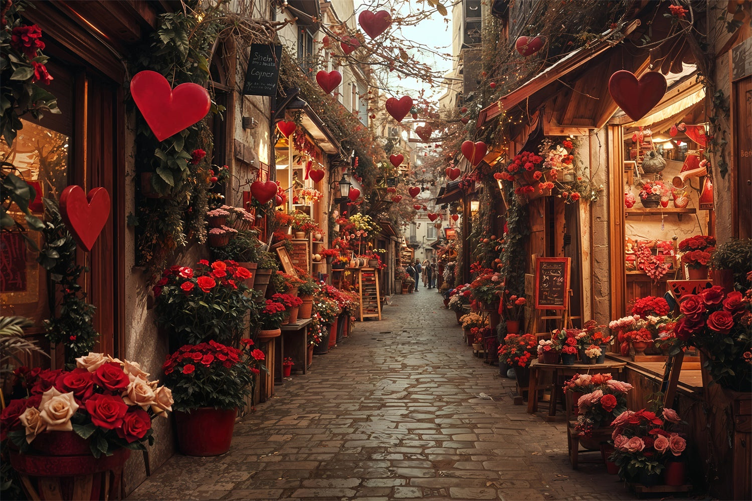 Sfondo Rustico Con Cuore Di San Valentino Fiore Di Rosa Strada BRP12-233