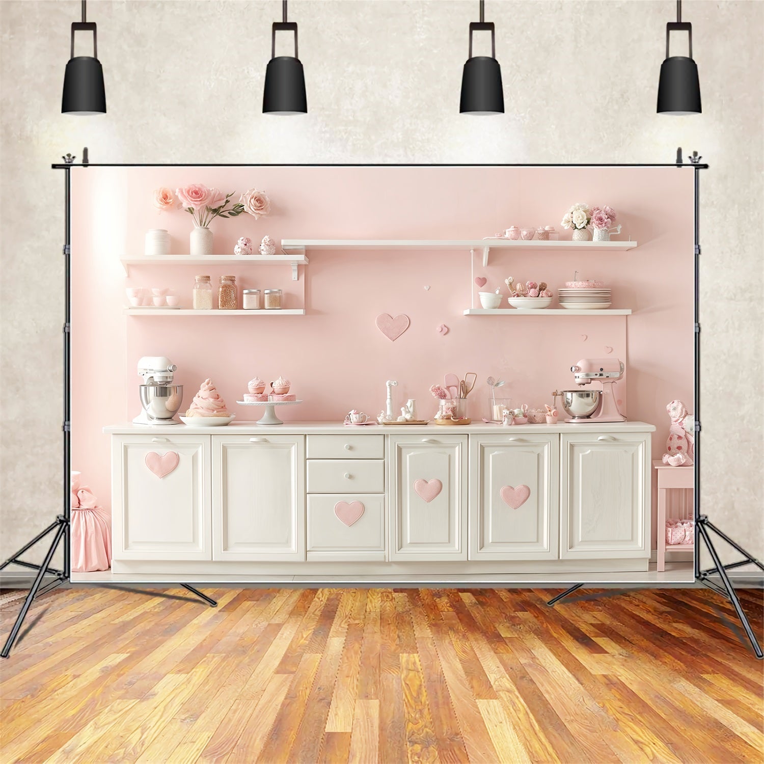 Idee Per Lo Sfondo Di San Valentino Sfondo Pastello Per Cucina Con Cuore Rosa BRP12-241