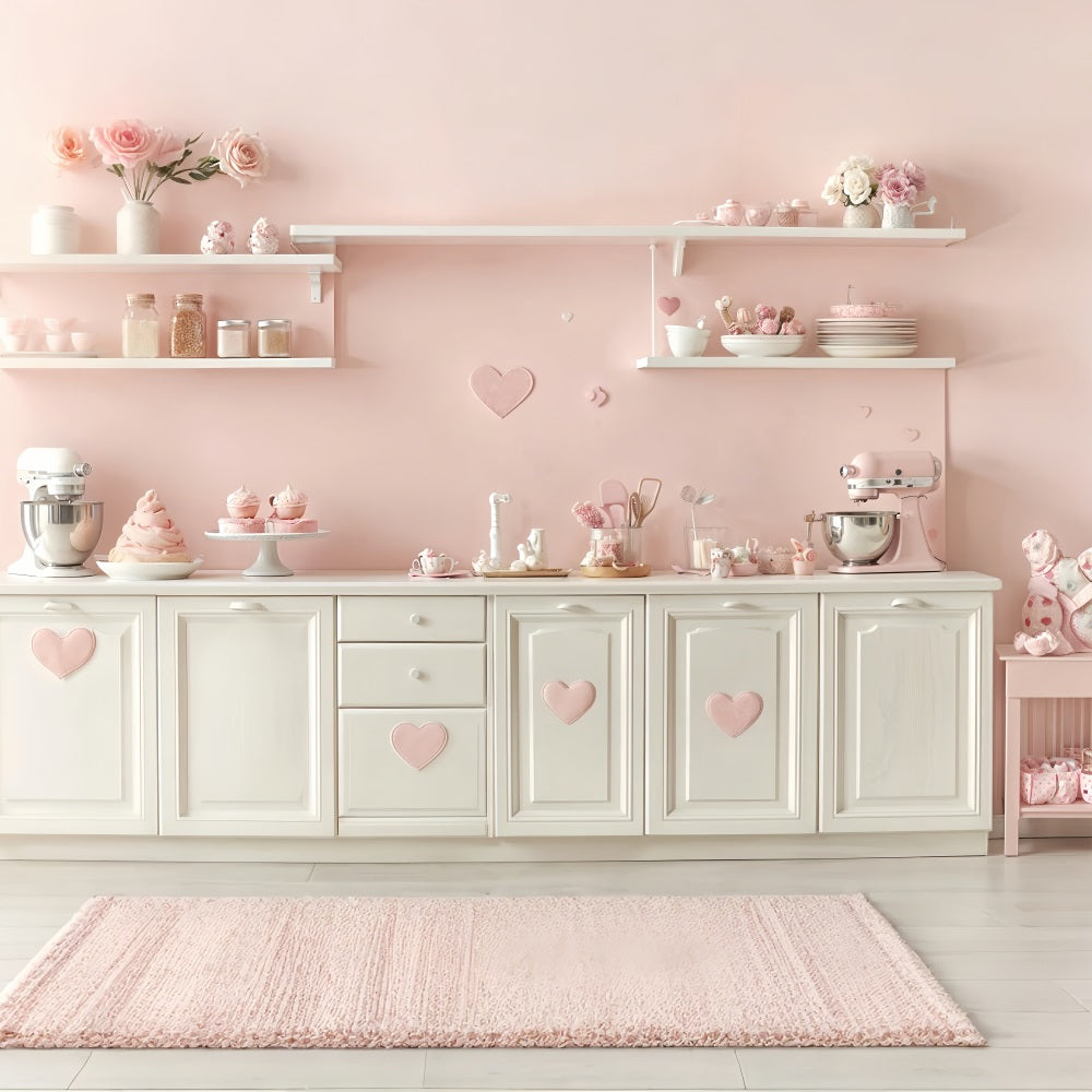 Idee Per Lo Sfondo Di San Valentino Sfondo Pastello Per Cucina Con Cuore Rosa BRP12-241