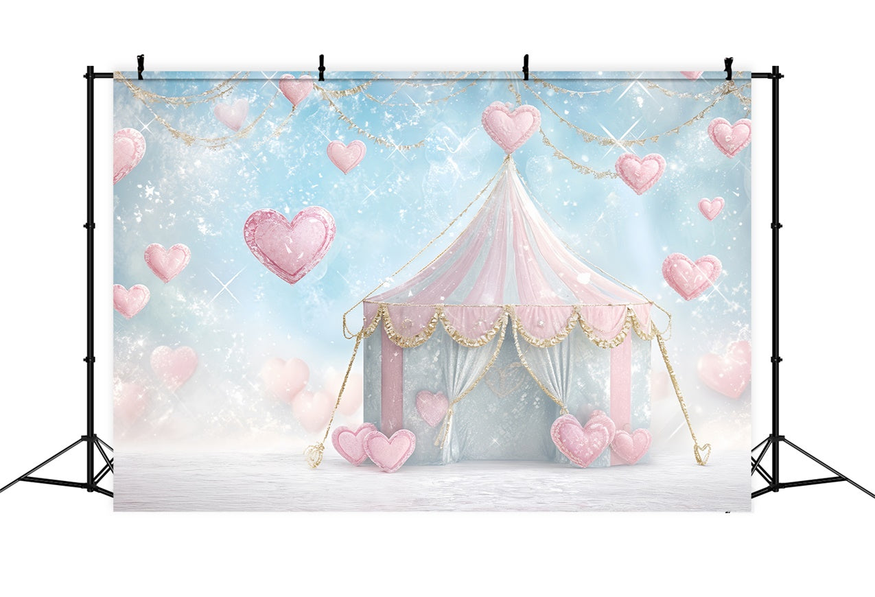 Fondali Di San Valentino Fotografia Tenda Rosa Glitter Cuore Sfondo BRP12-244