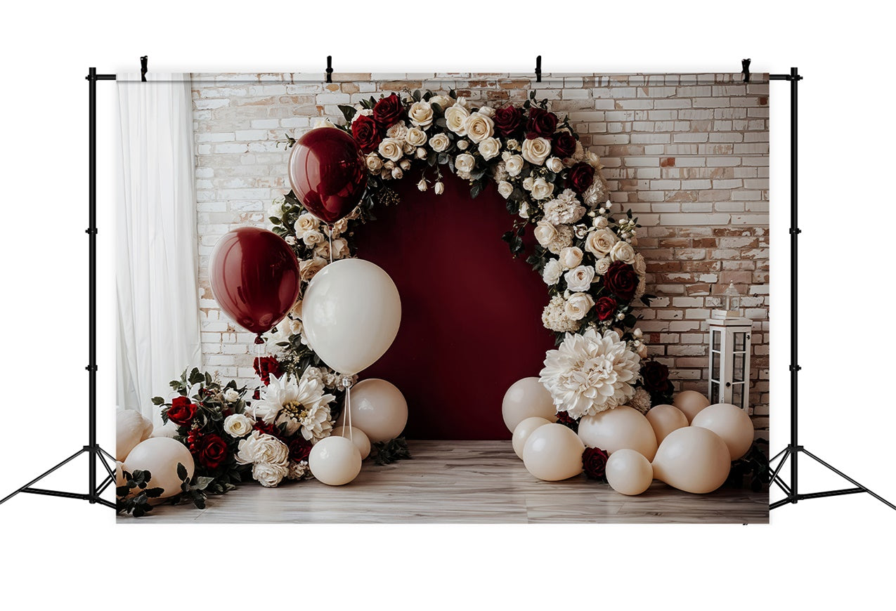 Sfondo Di Matrimonio Con Arco Floreale A Palloncino Di San Valentino BRP12-252
