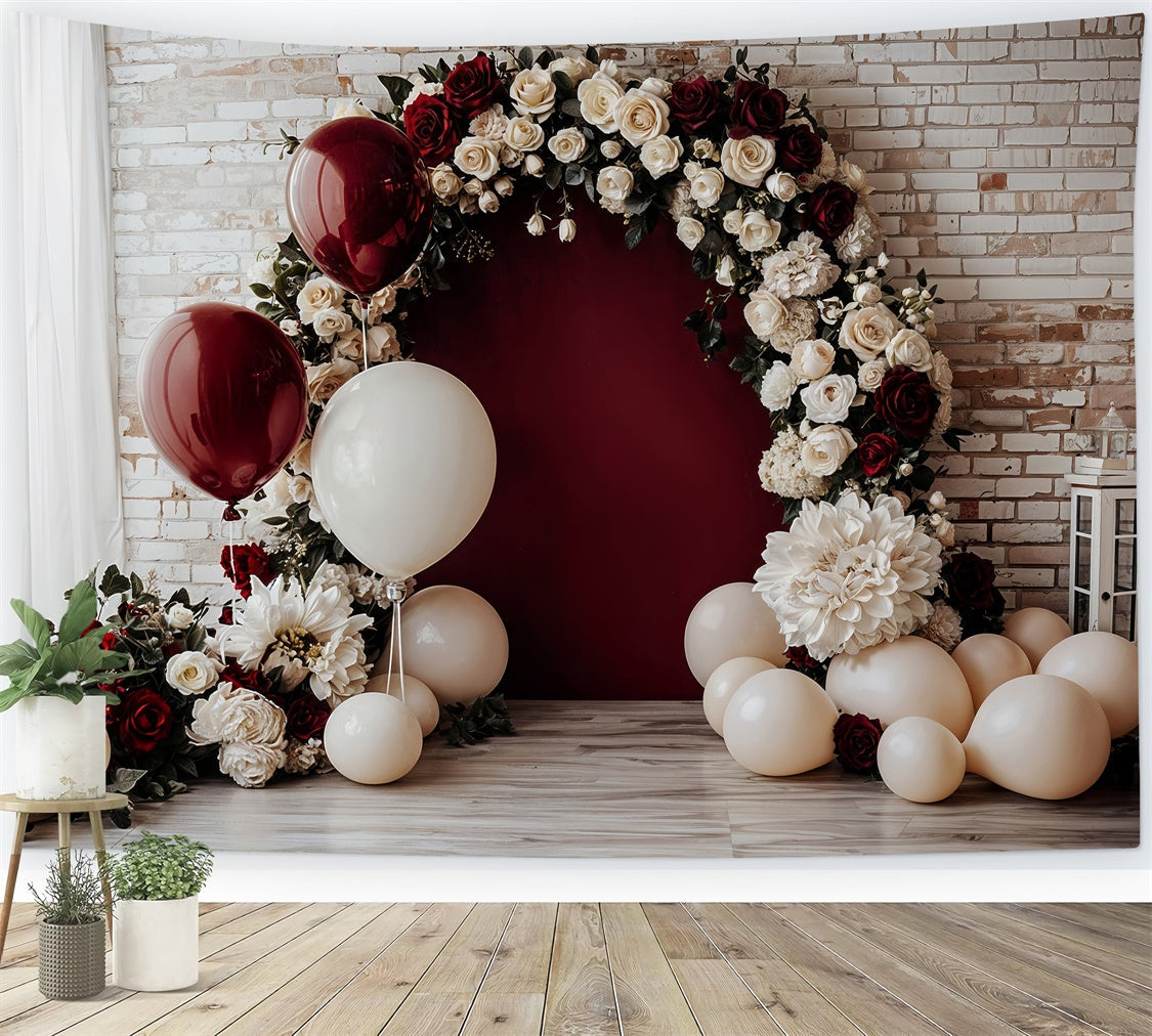 Sfondo Di Matrimonio Con Arco Floreale A Palloncino Di San Valentino BRP12-252