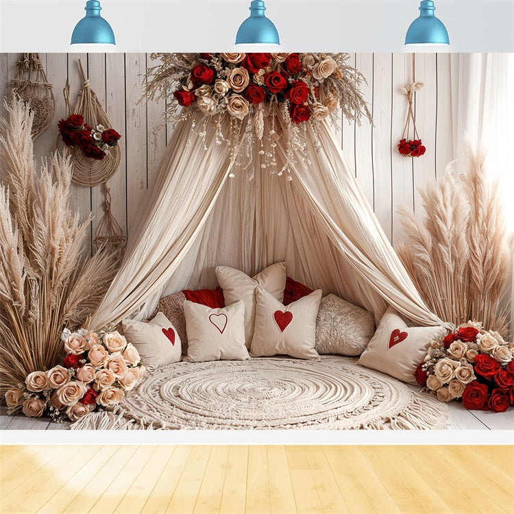 Fondali Fotografia San Valentino Boho Canopy Rose Decor Fondale BRP12-254