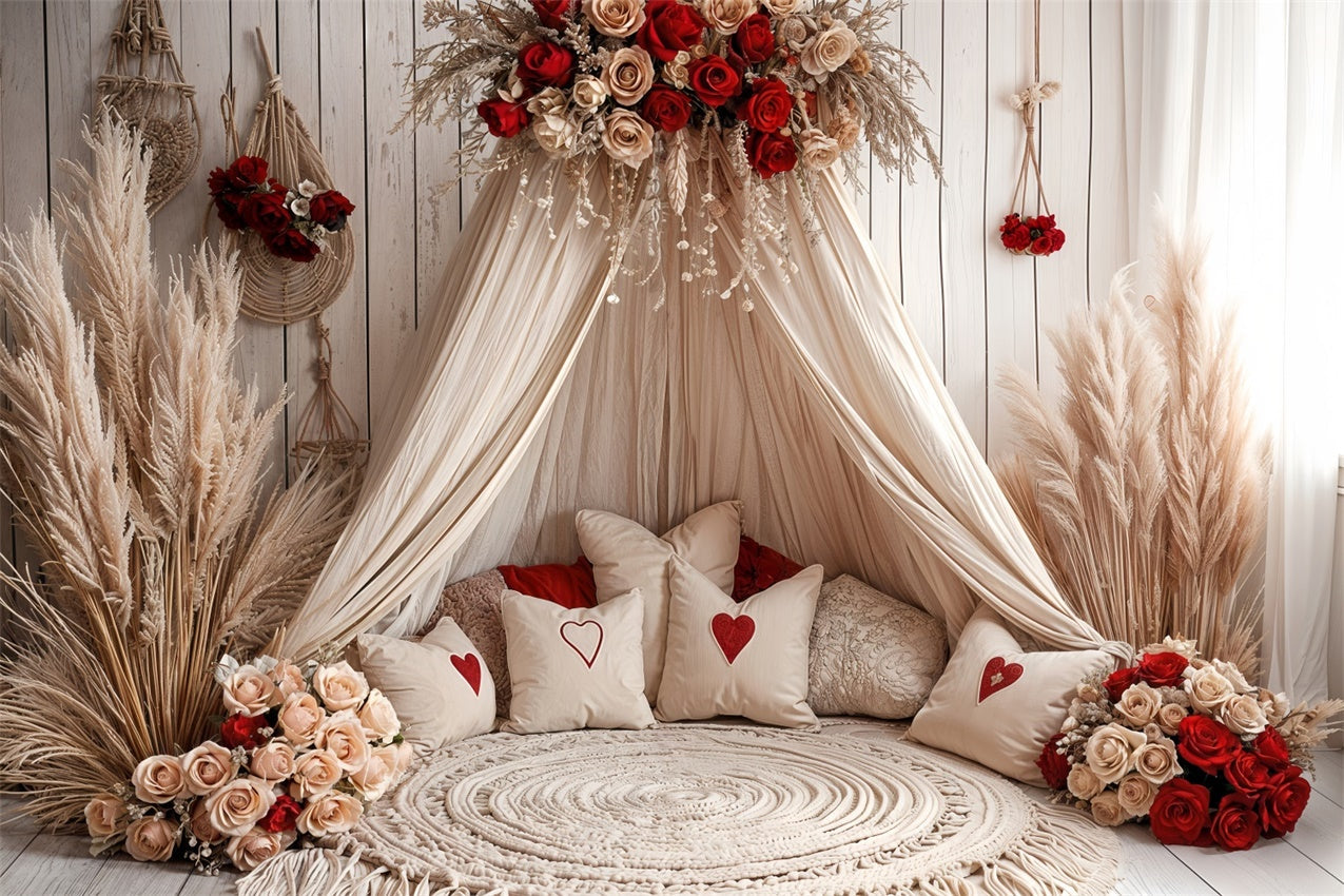 Fondali Fotografia San Valentino Boho Canopy Rose Decor Fondale BRP12-254