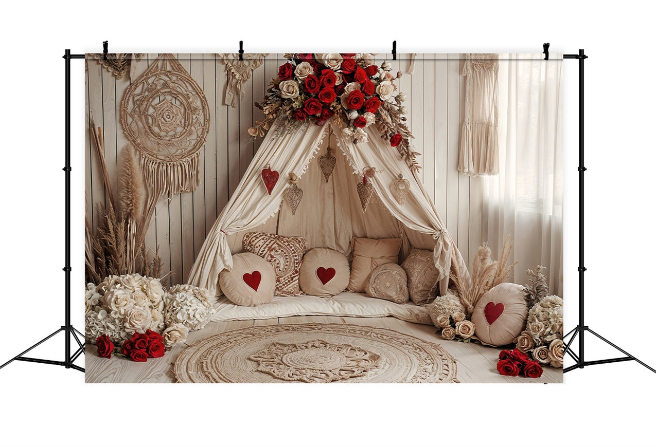 Fondali Per Foto Di San Valentino Sfondo Per Tenda Con Rose A Cuore Boho BRP12-255