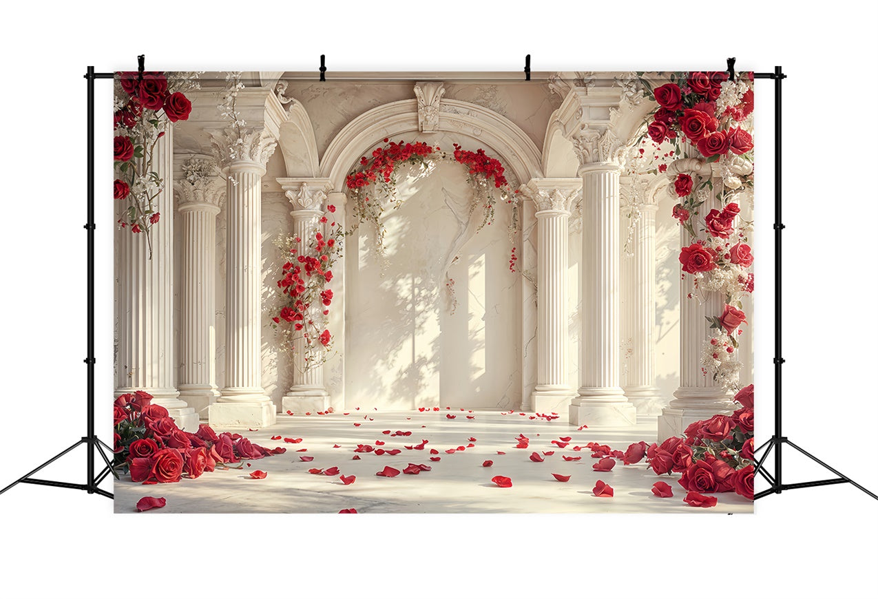 Sfondo Di San Valentino Sfondo Con Arco In Marmo Con Petali Di Rosa BRP12-256