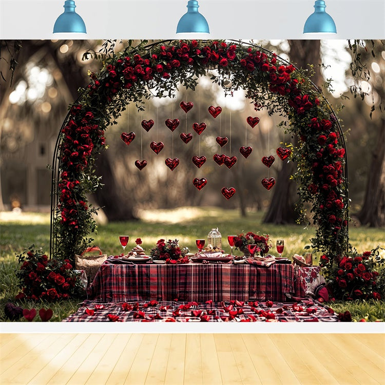 Fondali Per Foto Di San Valentino Sfondo Per Picnic Con Cuore Di Rosa Rossa BRP12-262