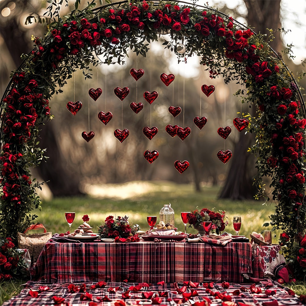 Fondali Per Foto Di San Valentino Sfondo Per Picnic Con Cuore Di Rosa Rossa BRP12-262
