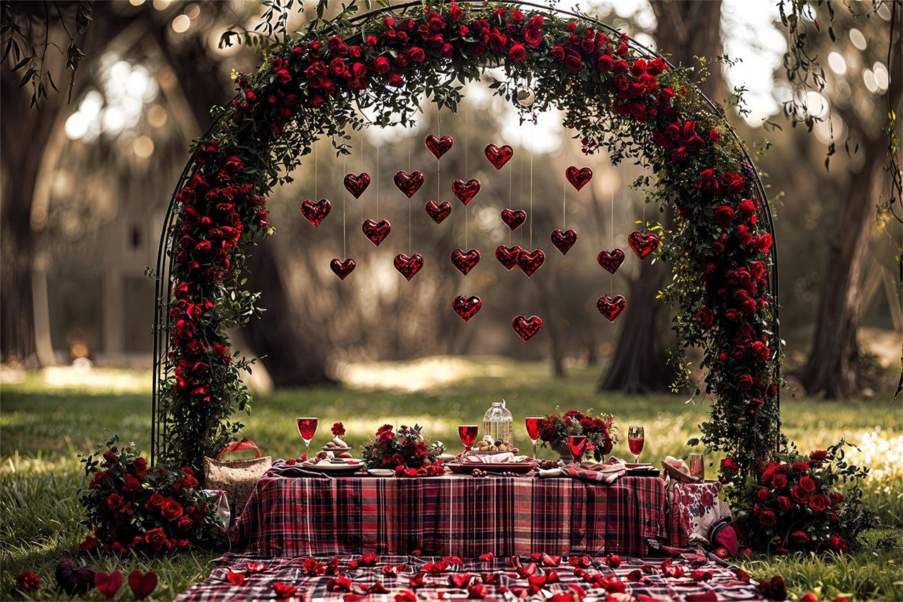 Fondali Per Foto Di San Valentino Sfondo Per Picnic Con Cuore Di Rosa Rossa BRP12-262