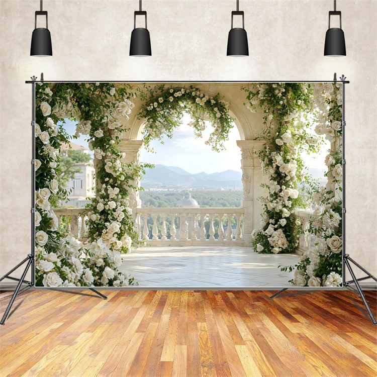Fondali Di San Valentino Fondale Floreale Per Esterni Con Balcone Ad Arco BRP12-265
