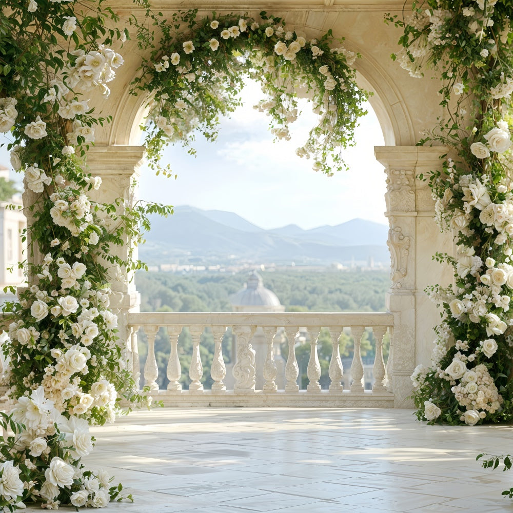 Fondali Di San Valentino Fondale Floreale Per Esterni Con Balcone Ad Arco BRP12-265
