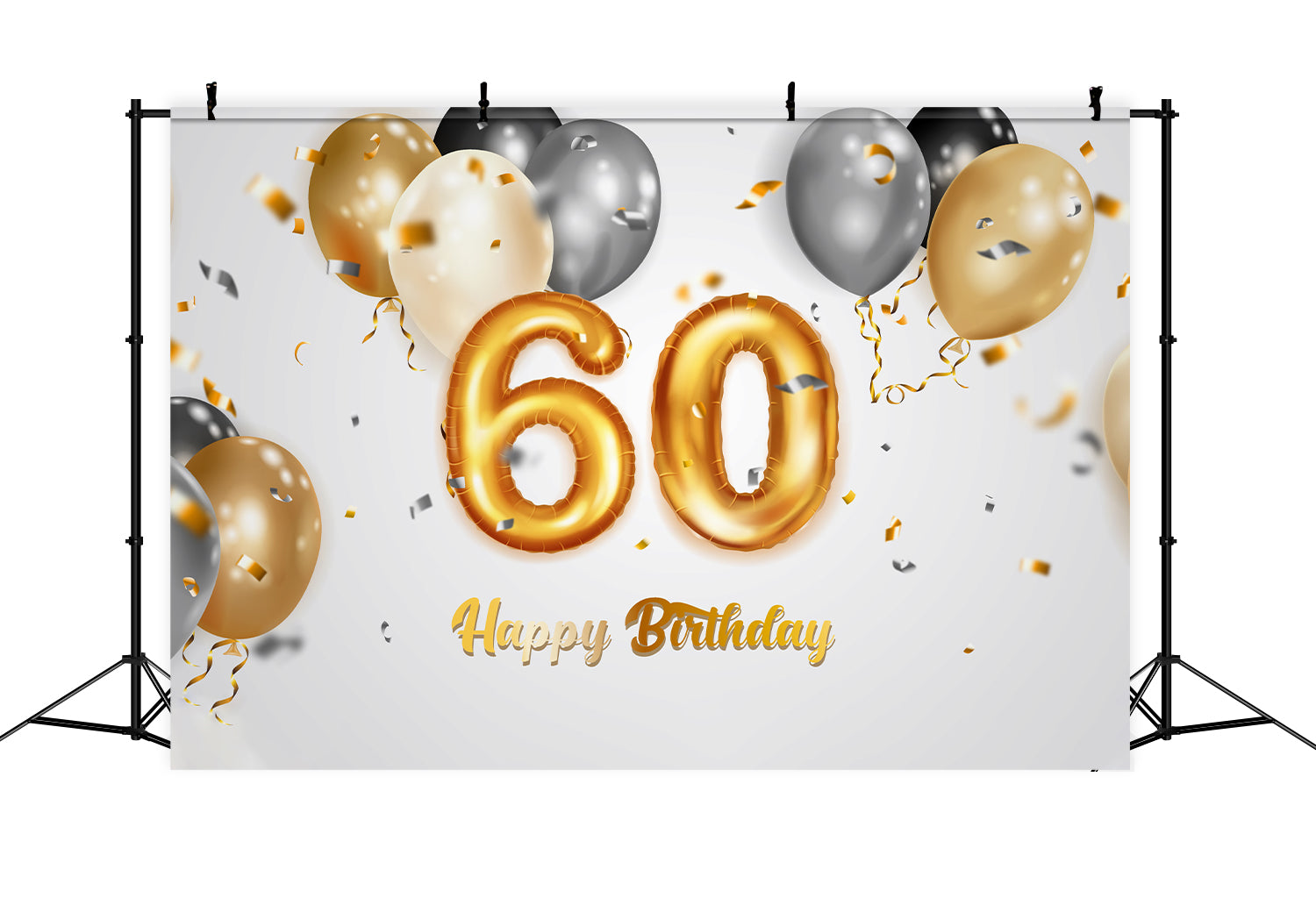 Sfondo Fotografico Per Il 60 Compleanno Elegante Sfondo Nero Oro Argento BRP12-266