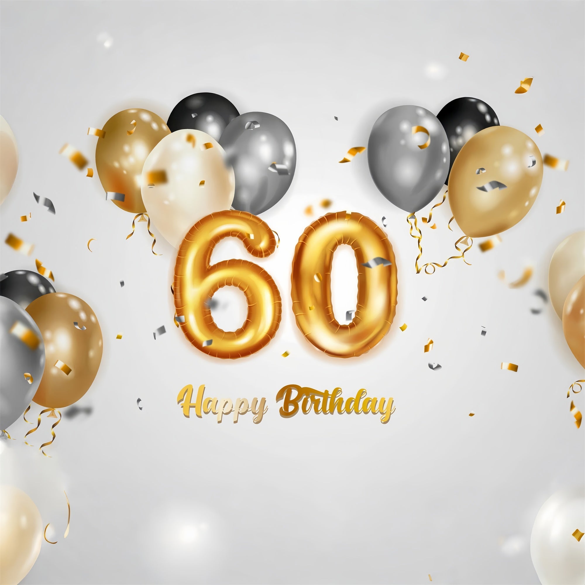 Sfondo Fotografico Per Il 60 Compleanno Elegante Sfondo Nero Oro Argento BRP12-266