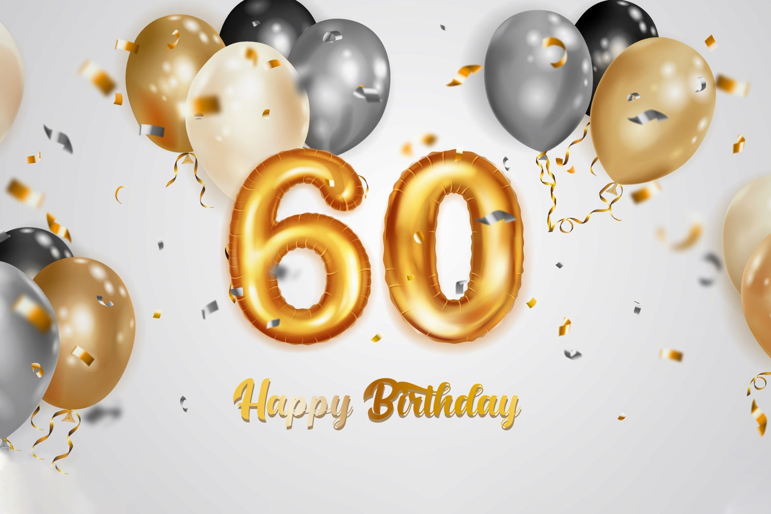 Sfondo Fotografico Per Il 60 Compleanno Elegante Sfondo Nero Oro Argento BRP12-266