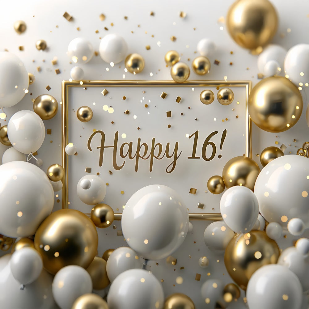Sfondo Per Il 16 Compleanno Sfondo Per Feste In Oro Bianco Scintillante BRP12-269