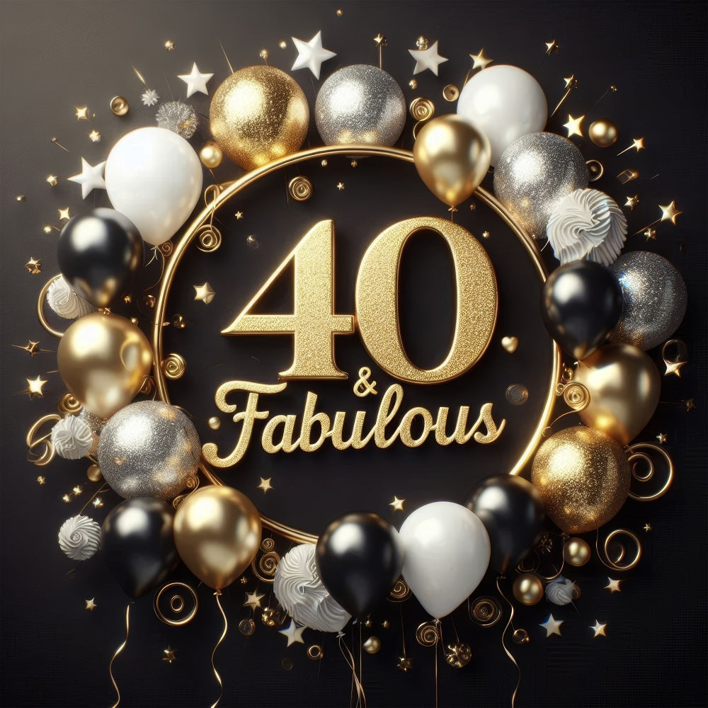 Fondali Di Compleanno Personalizzati Lussuoso Sfondo In Oro Nero Per Il 40 BRP12-271