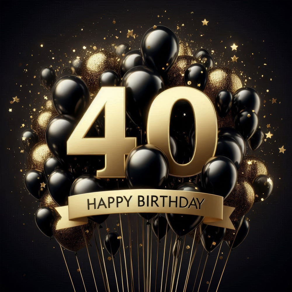 Sfondo Per Il 40 Compleanno Elegante Sfondo Stellato In Oro Nero BRP12-272