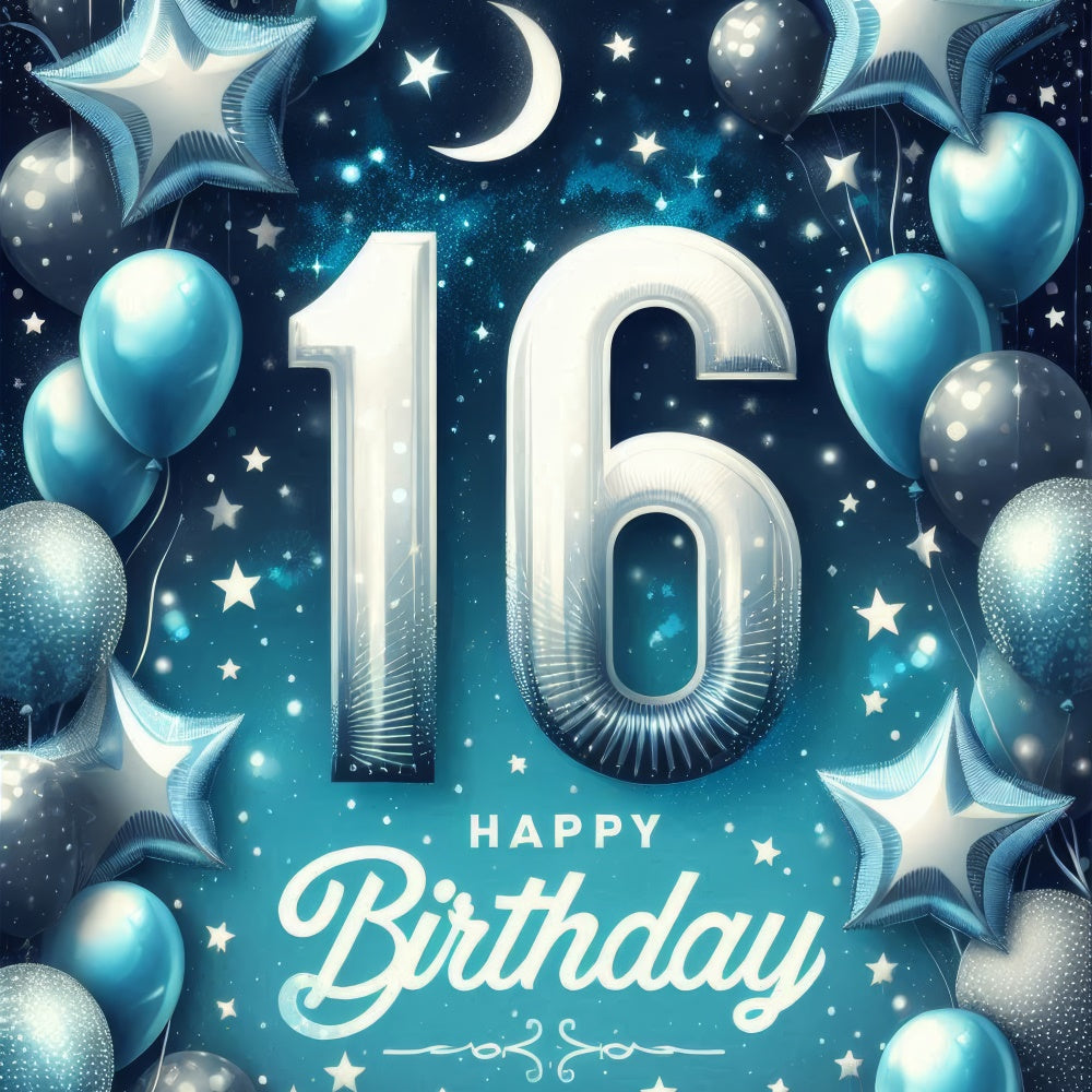 Sfondo Di Compleanno Elegante Sfondo Blu Notte Stella Dolce 16 BRP12-277