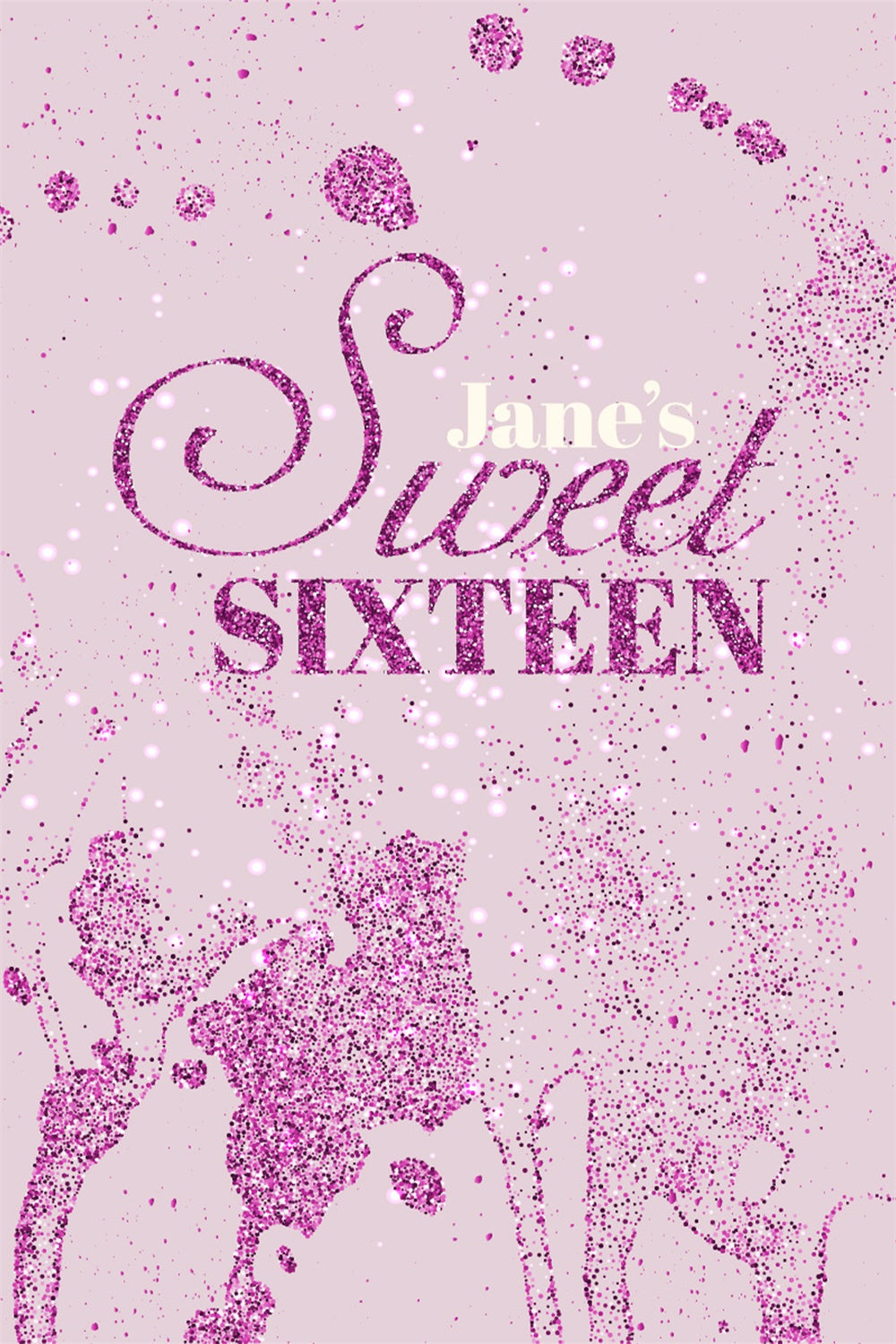 Fondali Compleanno Scintillante Rosa Glitter Sweet 16 Sfondo BRP12-282