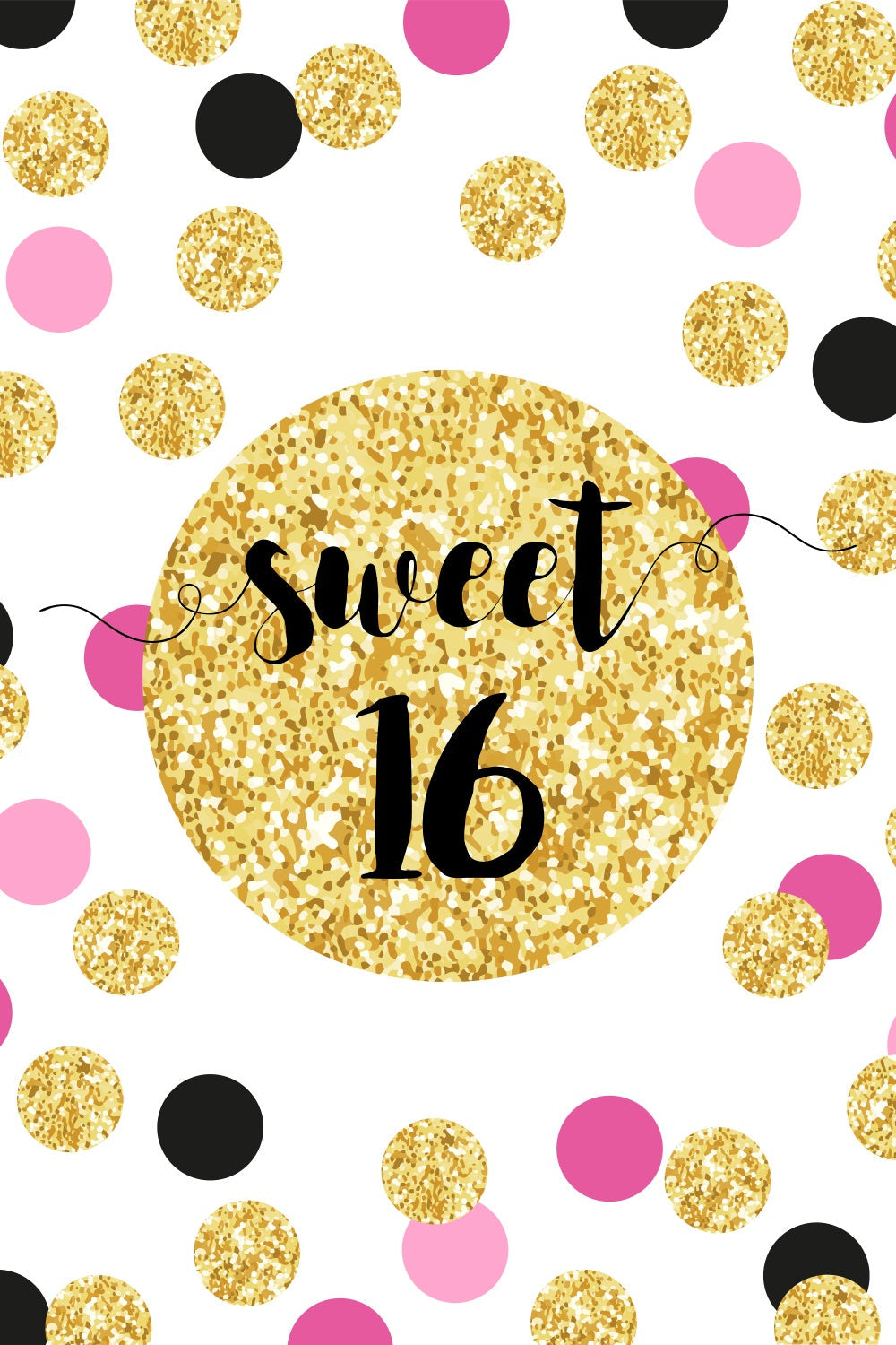 Fondali Di Compleanno Elegante Sfondo Rosa Nero Oro Sweet 16 BRP12-283