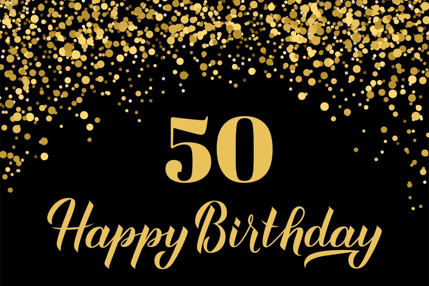 Sfondo Compleanno Personalizzato Sfondo Cinquantesimo Glitter Oro Nero BRP12-285