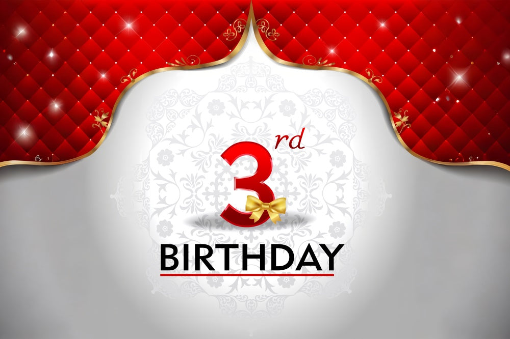 Sfondo Festa Di Compleanno Scintillante Rosso Dorato Terzo Sfondo BRP12-287